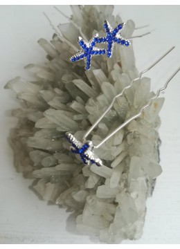 Комплект кристални фуркети в цвят кралско синьо Blue Sea Star - 3 броя